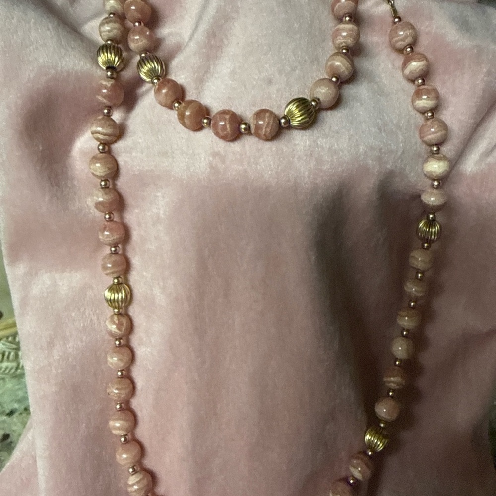 Genuine Rhodochrosite and 14/20 gold fill beaded bracelet